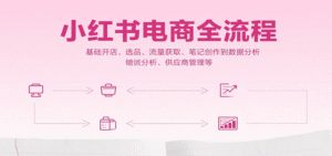 小红书电商全流程,基础开店、选品、流量获取、笔记创作到数据分析、供应商管理等-中创网_分享创业项目_助您在家赚钱