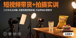 (15540期)短视频带货+拍摄实训:三灯布光法详解,场景搭建逻辑拆解,饮品零食实景教学-中创网_分享创业项目_助您在家赚钱
