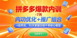 (15402期)拼多多爆款内训-7月 内功优化+推广组合+自然流 30天掌握日销千单核心模型-中创网_分享创业项目_助您在家赚钱