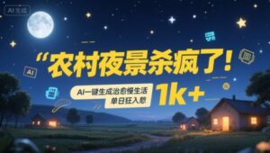 农村夜景杀疯了!AI一键生成治愈系慢生活,单日狂入1k+-中创网_分享创业项目_助您在家赚钱