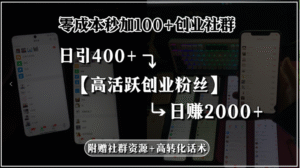 (15456期)零成本秒加100+创业社群,日引400+高活跃创业粉丝,日赚2000+,附赠社…-中创网_分享创业项目_助您在家赚钱