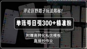 (15466期)评论区野路子玩法揭秘!单账号日引300+精准粉,附赠高转化私信模板,直…-中创网_分享创业项目_助您在家赚钱