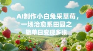 AI制作小白兔采草莓，一场治愈系田园之旅单日变现多张-中创网_分享创业项目_助您在家赚钱