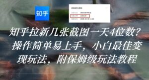 知乎拉新几张截图一天4位数？操作简单易上手，小白最佳变现玩法，附保姆级玩法教程-中创网_分享创业项目_助您在家赚钱