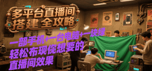 多平台直播间搭建全攻略，一部手机+一台电脑+一块绿布轻松实现你想要的直播间效果-中创网_分享创业项目_助您在家赚钱