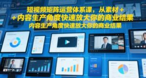 短视频矩阵运营体系课,从素材+内容生产角度快速放大你的商业结果-中创网_分享创业项目_助您在家赚钱