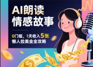 Ai朗读情感故事,0门槛,1天收入5张,每天10分钟,懒人捡美金全攻略-中创网_分享创业项目_助您在家赚钱