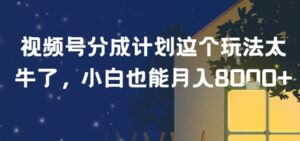 视频号分成计划这个玩法太牛了，小白也能月入8k+-中创网_分享创业项目_助您在家赚钱