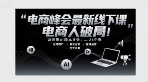 电商峰会最新线下课,电商人破局,如何用AI降本增效,AI应用-全域推广-直播运营-付费流量-中创网_分享创业项目_助您在家赚钱
