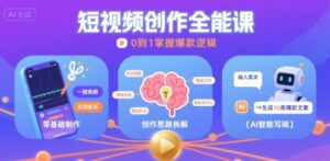 短视频创作课,短视频制作、创作思路、Ai写爆款文案-中创网_分享创业项目_助您在家赚钱