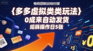 多多虚拟类目玩法,0成本全自动发货,矩阵操作日5张-中创网_分享创业项目_助您在家赚钱