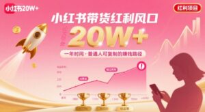一年时间靠小红书带货项目年入20w+,最不能错的大红利项目-中创网_分享创业项目_助您在家赚钱