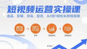 短视频运营实操课，选品、剪辑、测品、投流，从0到1轻松玩转短视频-中创网_分享创业项目_助您在家赚钱