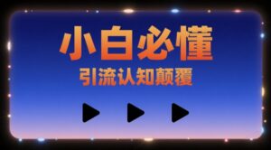 小白必懂，引流认知颠覆，三个视频讲透-中创网_分享创业项目_助您在家赚钱