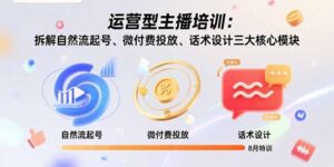 (15654期)运营型主播培训:拆解自然流起号、微付费投放、话术设计三大核心模块-8月-中创网_分享创业项目_助您在家赚钱