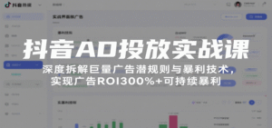 抖音AD投放实战课,深度拆解巨量广告潜规则与暴利技术,实现广告ROI300%+可持续暴利-中创网_分享创业项目_助您在家赚钱