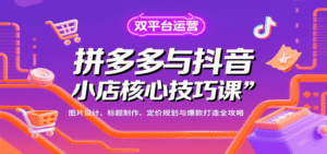 拼多多与抖音小店核心技巧课,图片设计、标题制作、定价规划与爆款打造全攻略-中创网_分享创业项目_助您在家赚钱