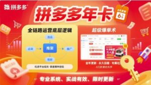 拼多多年卡【8月更新6节】拼多多全链路运营底层逻辑,超级爆单术-中创网_分享创业项目_助您在家赚钱