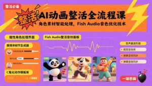 (15855期)AI动画整活全流程课,角色素材智能处理,Fish Audio音色优化技术-中创网_分享创业项目_助您在家赚钱