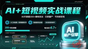 (15681期)AI+短视频实战课程:30天掌握200+硬核技法,实现日更量产可持续变现-中创网_分享创业项目_助您在家赚钱