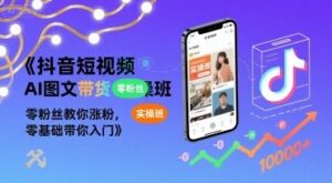 抖音短视频AI图文带货实操班,零粉丝教你涨粉,零基础带你入门-中创网_分享创业项目_助您在家赚钱