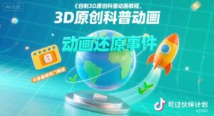 自制3D原创科普动画教程，动画还原事件，抖音最新热门赛道，可过伙伴计划-中创网_分享创业项目_助您在家赚钱