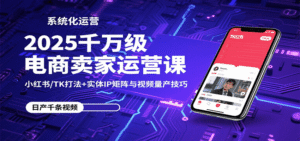 2025千万级电商卖家运营课:小红书/TK打法+实体IP矩阵与视频量产技巧-中创网_分享创业项目_助您在家赚钱