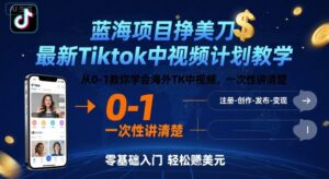 蓝海项目挣美刀，最新Tiktok中视频计划教学，从0-1教你学会海外TK中视频，一次性讲清楚-中创网_分享创业项目_助您在家赚钱
