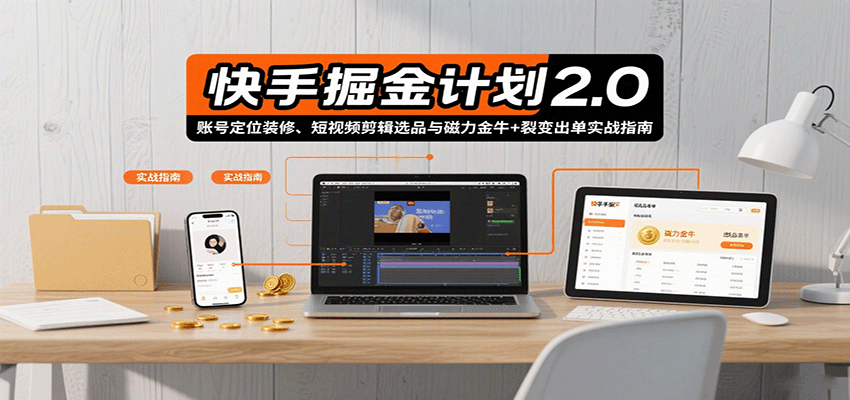 图片[1]-快手掘金计划2.0，账号定位装修、短视频剪辑选品与磁力金牛+裂变出单实战指南