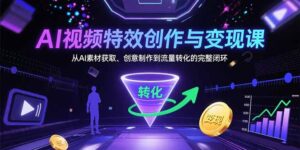 (15587期)AI视频特效创作与变现课:从AI素材获取、创意制作到流量转化的完整闭环-中创网_分享创业项目_助您在家赚钱