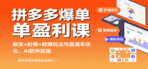 拼多多爆单盈利课：裂变+阶梯+群爆玩法与直通车优化、AI 软件实操-中创网_分享创业项目_助您在家赚钱