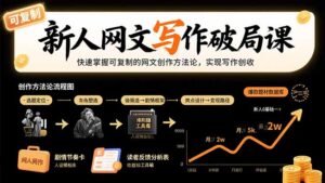 (15688期)新人网文写作破局课:快速掌握可复制的网文创作方法论,实现写作创收-中创网_分享创业项目_助您在家赚钱