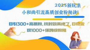 (15663期)2025新玩法小和尚引流高质创业粉秘诀!日引300+高质粉,抗封效果绝了,…-中创网_分享创业项目_助您在家赚钱
