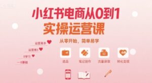 小红书电商从0到1实操运营课，从零开始，简单易学-中创网_分享创业项目_助您在家赚钱
