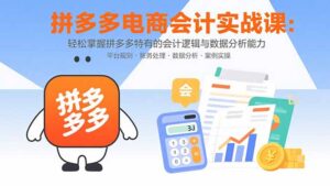 （15767期）拼多多电商会计实战课：轻松掌握拼多多特有的会计逻辑与数据分析能力-中创网_分享创业项目_助您在家赚钱