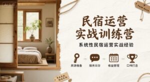 民宿运营实战训练营,系统性民宿运营实战经验-中创网_分享创业项目_助您在家赚钱
