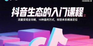 (15856期)抖音生态的入门课程:流量变现全攻略,16种盈利方式,标签体系精准定位-中创网_分享创业项目_助您在家赚钱