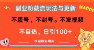 副业粉截流玩法与更新，不废号，不封号，不发视频，不自热，日引100+-中创网_分享创业项目_助您在家赚钱