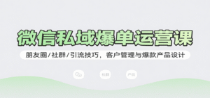 微信私域爆单运营课:朋友圈/社群/引流技巧,客户管理与爆款产品设计-中创网_分享创业项目_助您在家赚钱