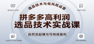 拼多多高利润选品技术实战课,手把手教学自然流高投产起爆,实现低风险可持续盈利-中创网_分享创业项目_助您在家赚钱