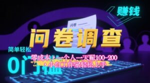 2025《问卷调查》最新工作室技术解密：一个人在家也可以闷声发大财，小白一天2张+，可矩阵放大-中创网_分享创业项目_助您在家赚钱