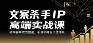 文案杀手IP高端实战课:破高客单成交壁垒,引爆IP商业价值增长-中创网_分享创业项目_助您在家赚钱