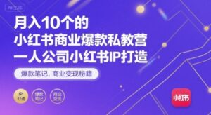 月入10个的小红书商业爆款私教营，一人公司小红书IP打造，爆款笔记，商业变现秘籍-中创网_分享创业项目_助您在家赚钱