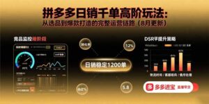 (15850期)拼多多日销千单高阶玩法:从选品到爆款打造的完整运营链路(8月更新)-中创网_分享创业项目_助您在家赚钱