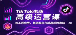 TikTok电商高级运营课:AI工具应用、数据解析与选品投流攻略-中创网_分享创业项目_助您在家赚钱