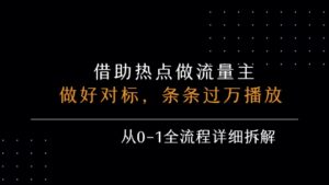 借力热点,乘顺风车玩流量主,条条过万播放, 每月收益5k+,从0-1全流程详细拆解-中创网_分享创业项目_助您在家赚钱