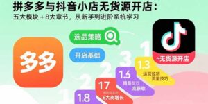 (15805期)拼多多与抖音小店无货源开店:五大模块+8大章节,从新手到进阶系统学习-中创网_分享创业项目_助您在家赚钱