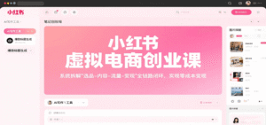 小红书虚拟电商创业课,系统拆解选品-内容-流量-变现,实现零成本变现-中创网_分享创业项目_助您在家赚钱