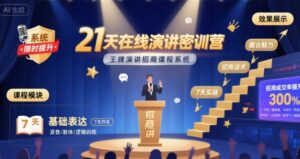 21天在线演讲密训营,王牌演讲招商课程系统-中创网_分享创业项目_助您在家赚钱
