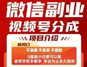 微信副业视频号分成,不直播 不卖货 不露脸,三五分钟即可完成一条作,每日收益几十、几张不等-中创网_分享创业项目_助您在家赚钱